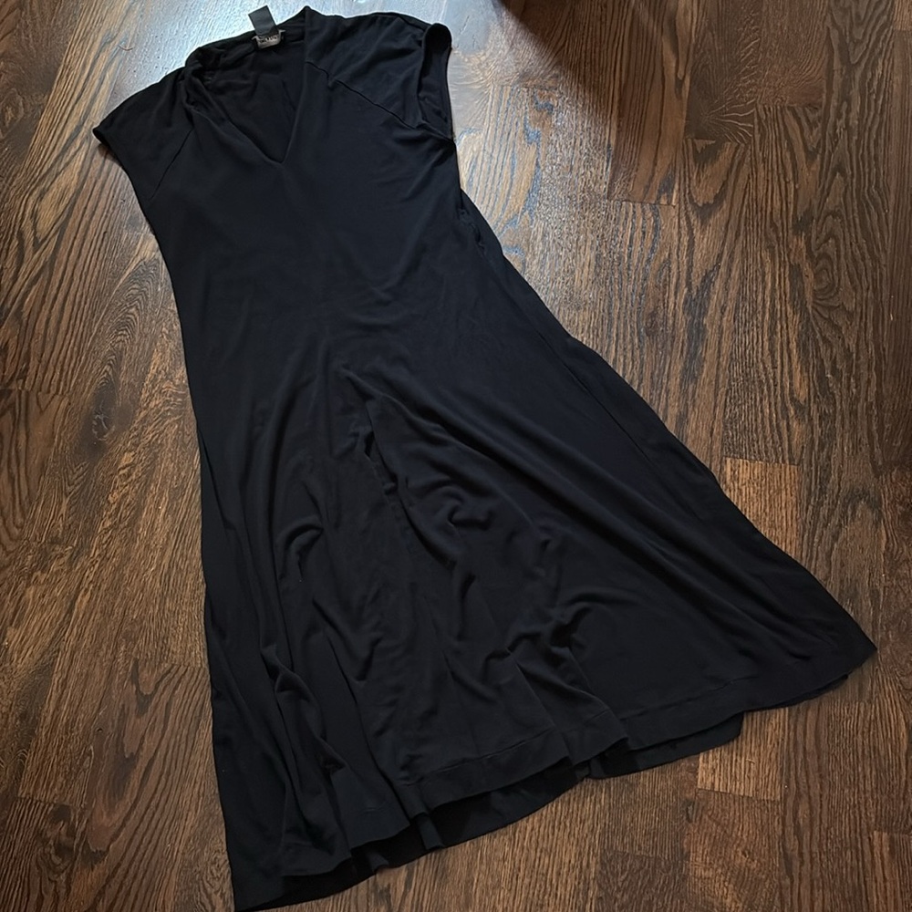 Lord & Taylor Dress Midi Elegant Black V-Neck Knit 6-8 - Picture 9 of 9